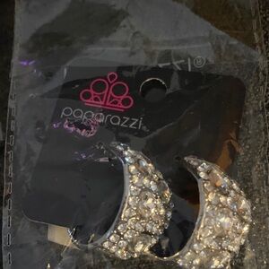 Paparazzi Shimmering Silver Moon Earrings